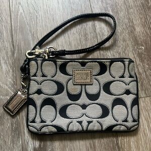 Coach Poppy Signature C Black and Grey Wristlet